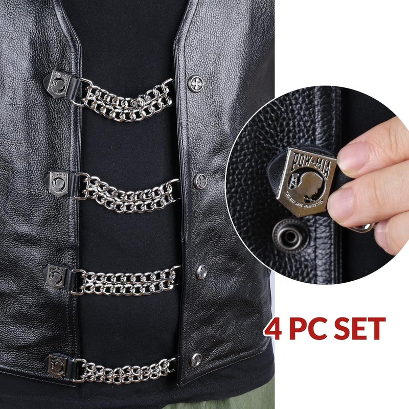 Mirthcos Motorcycle Vest Extenders for Men & Women - 4 PCS Leather Vest Extensions for Biker - Durable Double Chrome Chains - Image 4